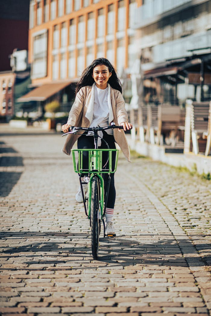 A Woman Riding a Bicycle